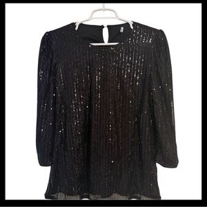JASAMBAC Black Sequin Blouse – Women’s Size Medium